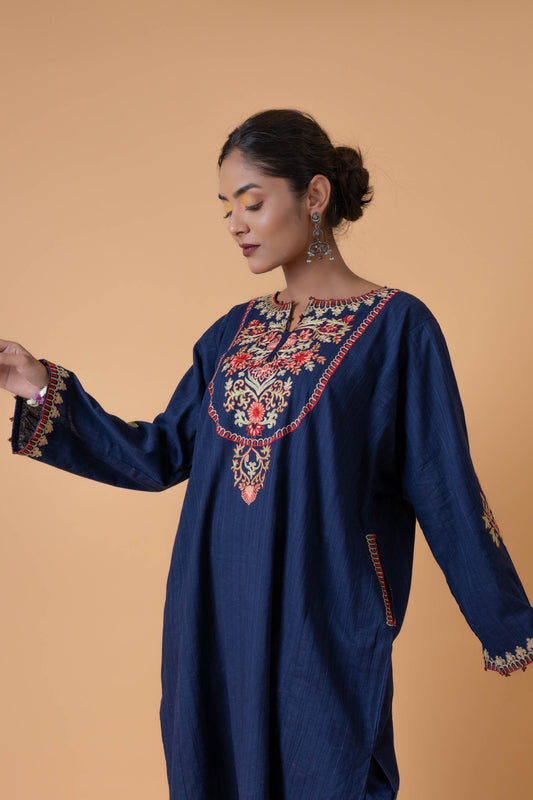 Twilight Bloom - Blue Pheran Set