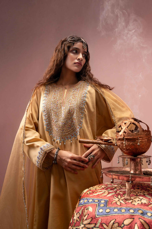 Sunkissed Grace - Light Gold Pheran Set