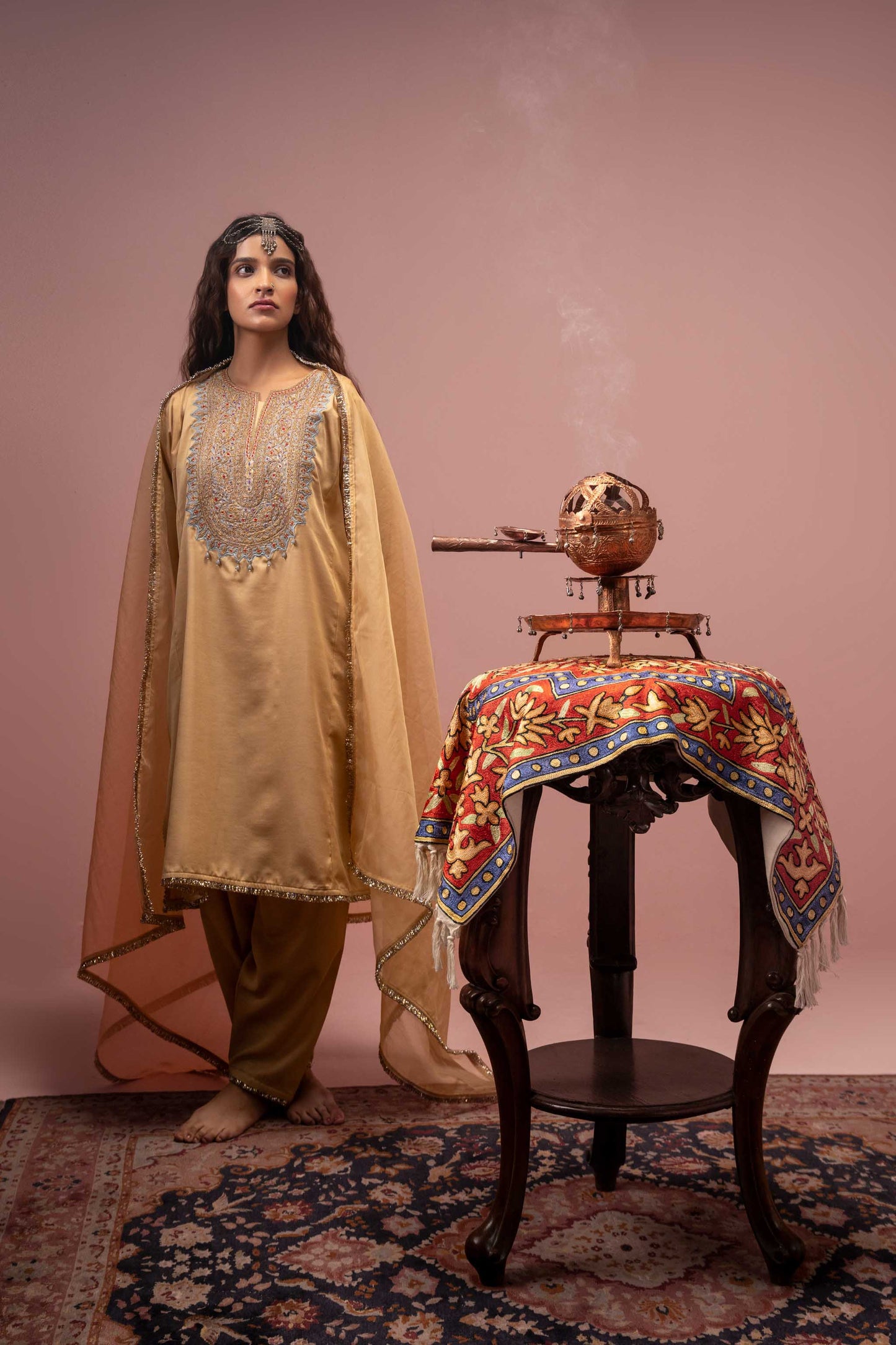 Sunkissed Grace - Light Gold Pheran Set