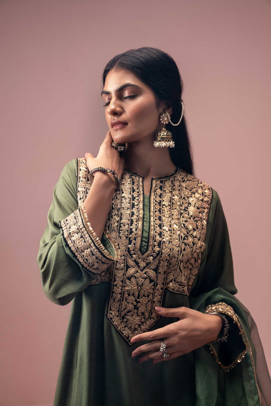 Spring Fern - Green Pheran Set