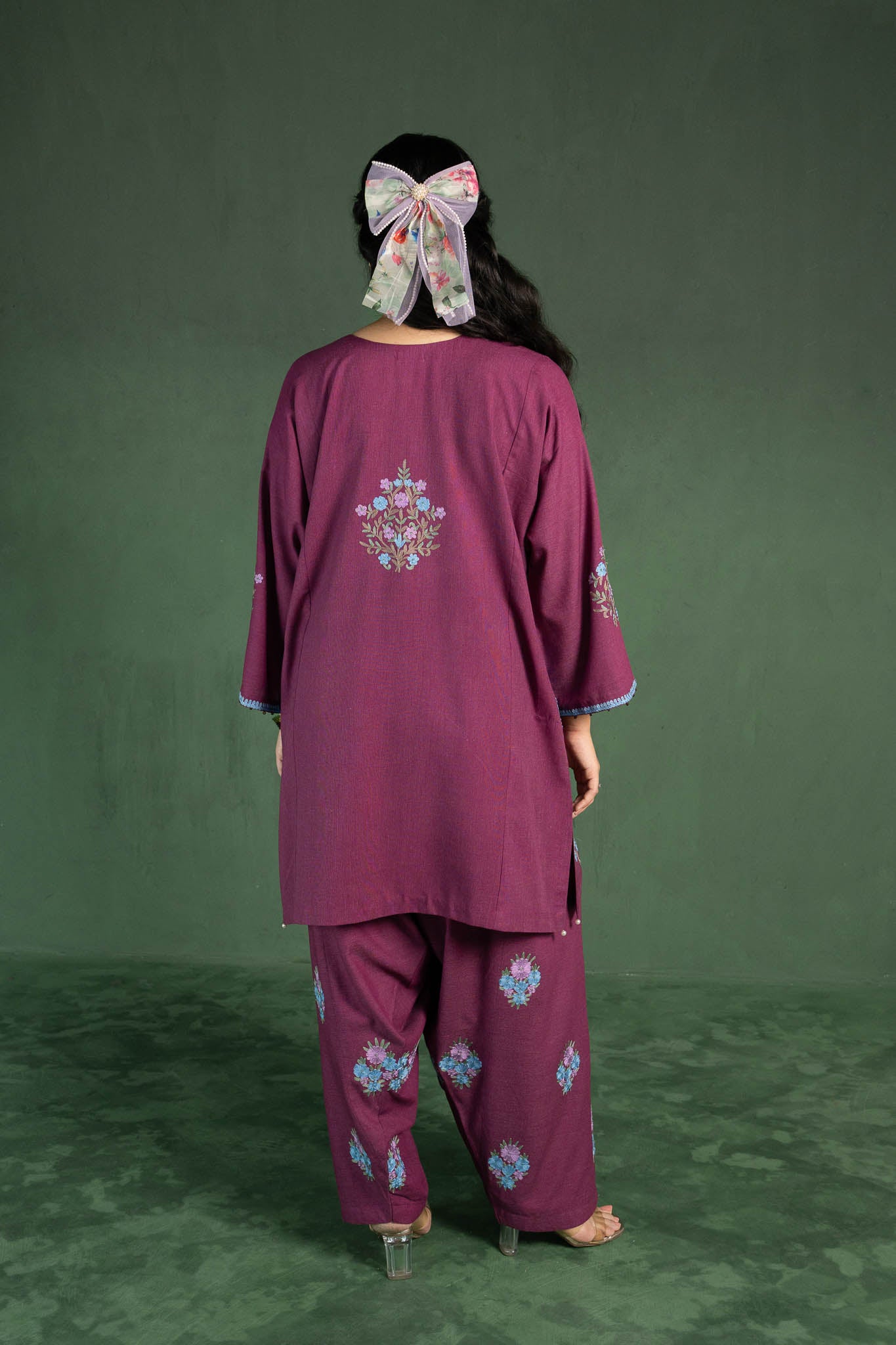 Verbena - Deep Plum Pheran & Farshi Salwar Set