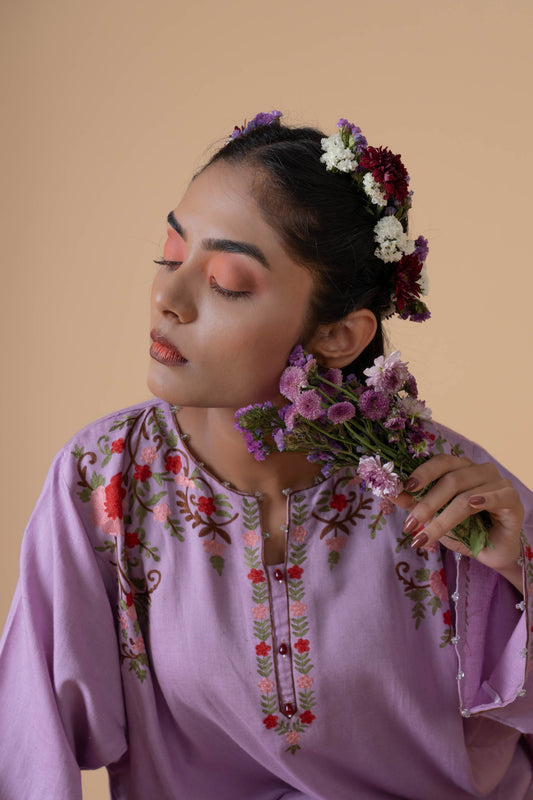 Soft Reverie - Lilac Pheran Set