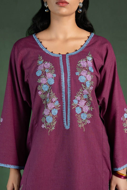 Verbena - Deep Plum Pheran & Farshi Salwar Set