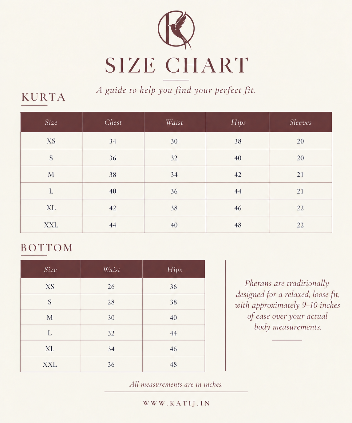 Katij Size Chart