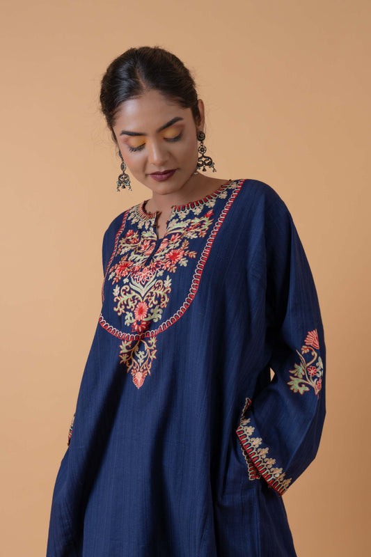 Twilight Bloom - Blue Pheran Set