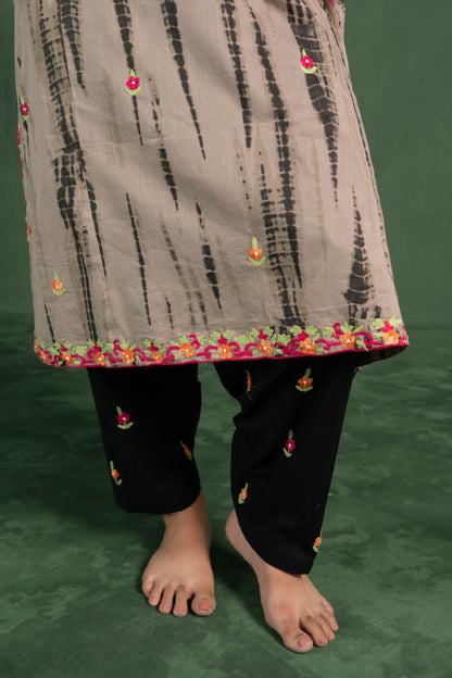Brunia - Light Brown Tie n Dye Pheran Set