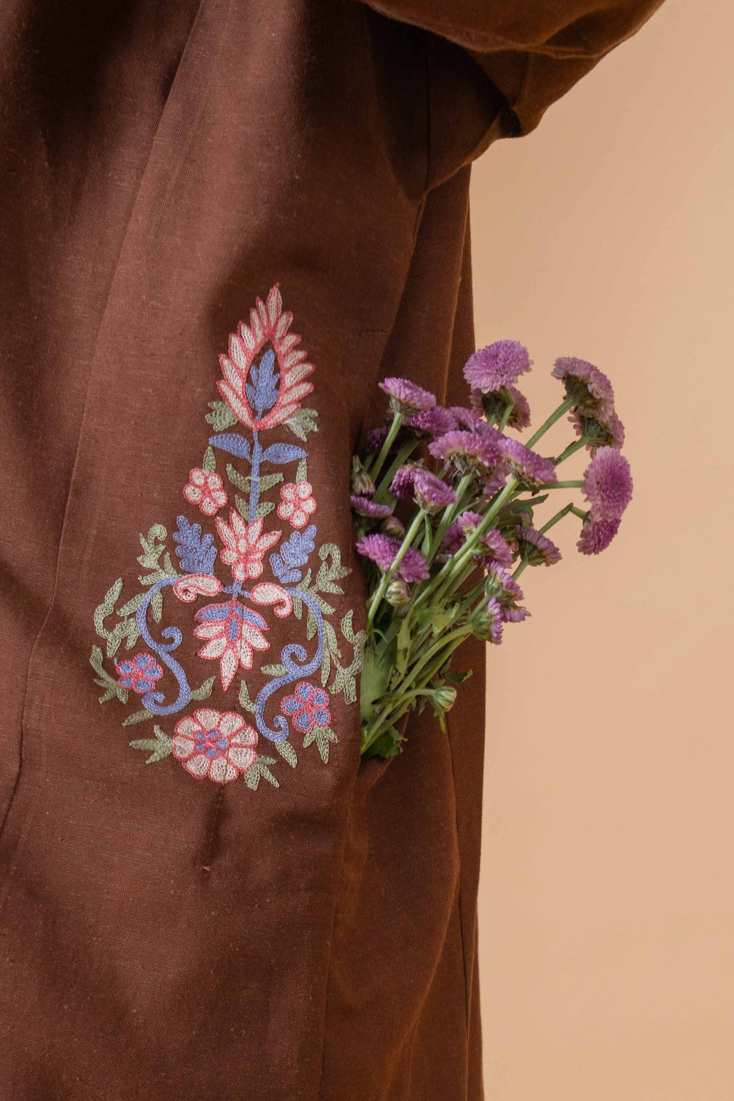 Velvet Earth - Brown & Beige Pheran Set
