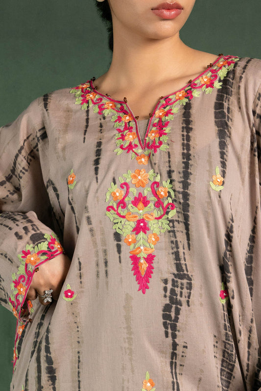 Brunia - Light Brown Tie n Dye Pheran Set