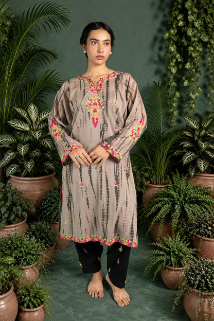 Brunia - Light Brown Tie n Dye Pheran Set