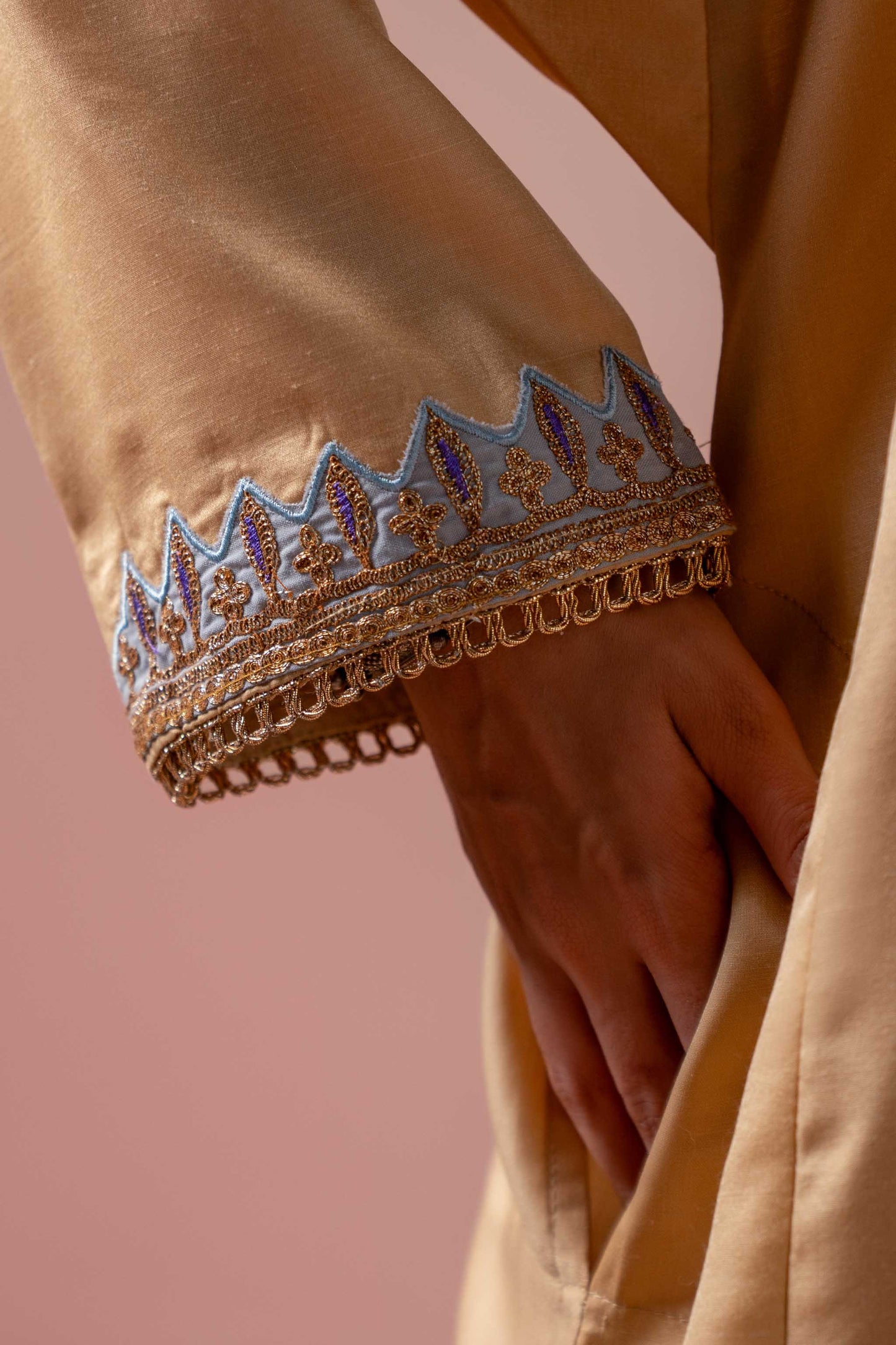 Sunkissed Grace - Light Gold Pheran Set