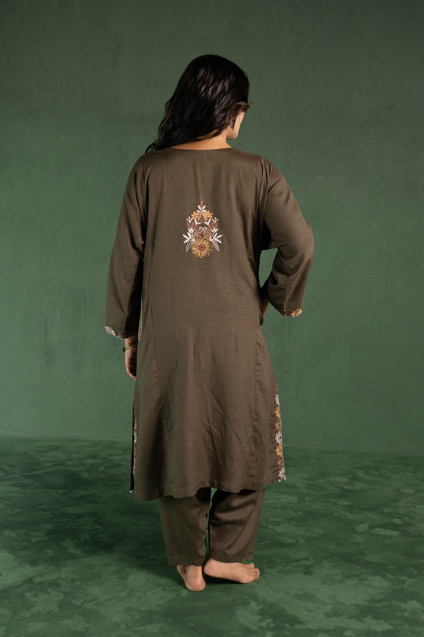 Euphorbia - Moss Green Pheran Set