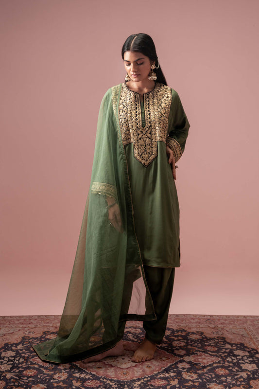 Spring Fern - Green Pheran Set