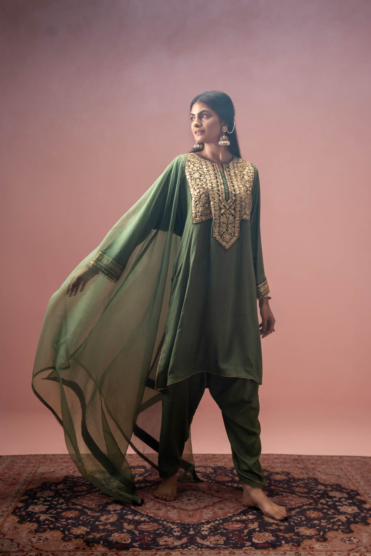Spring Fern - Green Pheran Set