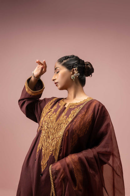 Regal Mulberry - Maroon Pheran Set