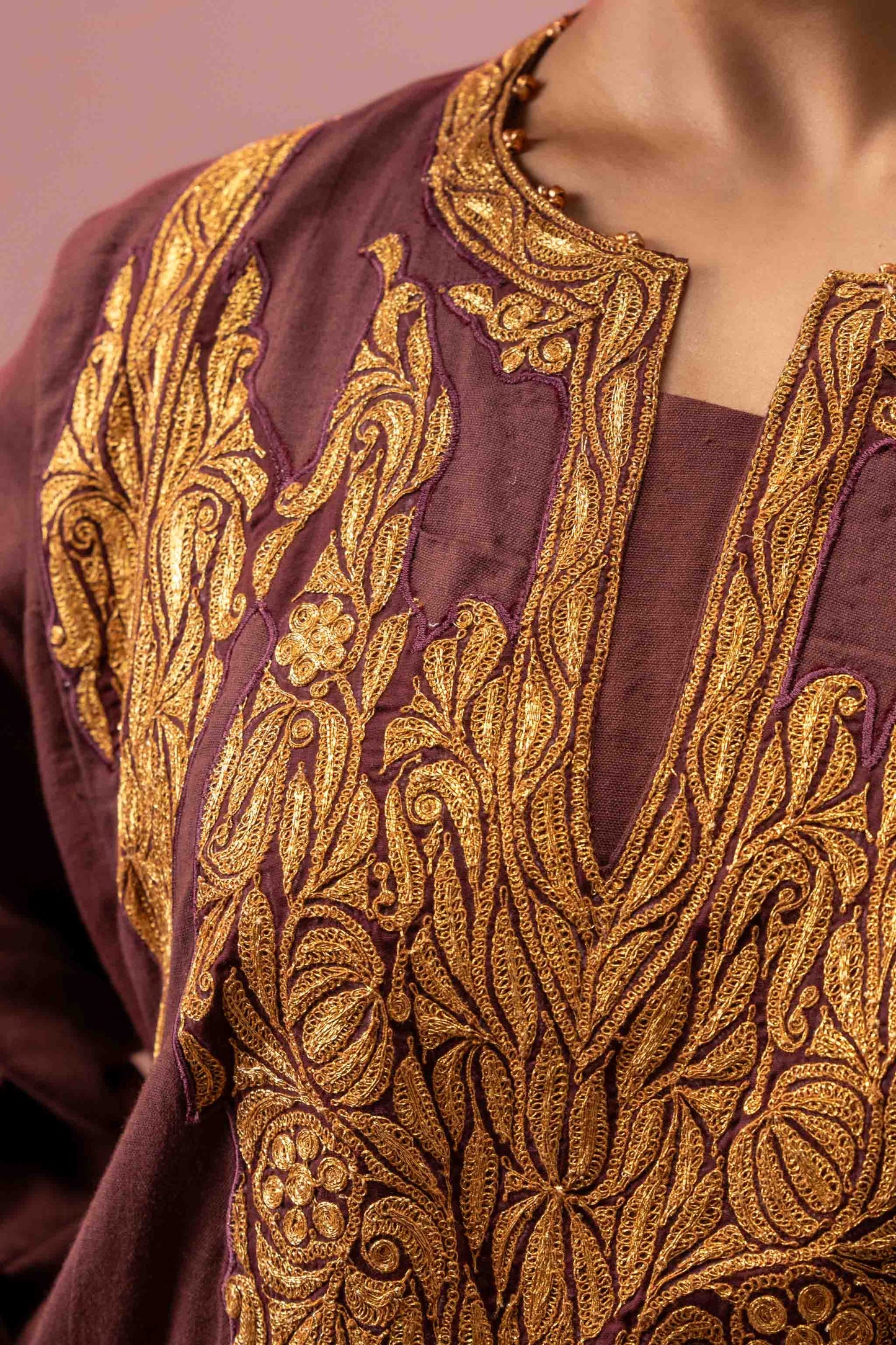 Regal Mulberry - Maroon Pheran Set