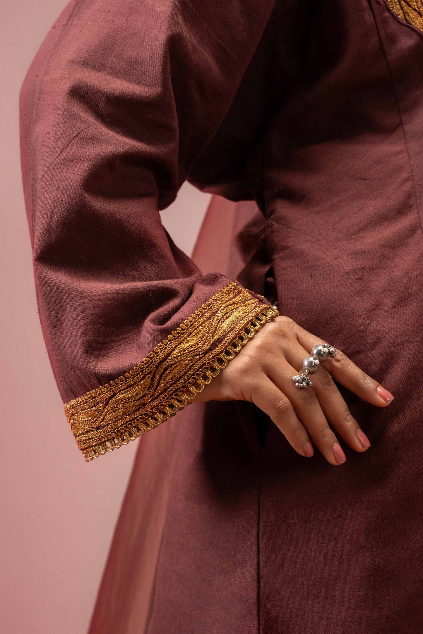Regal Mulberry - Maroon Pheran Set