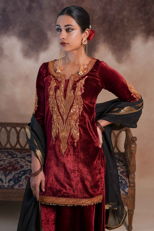 Rosella - Maroon Sharara Set