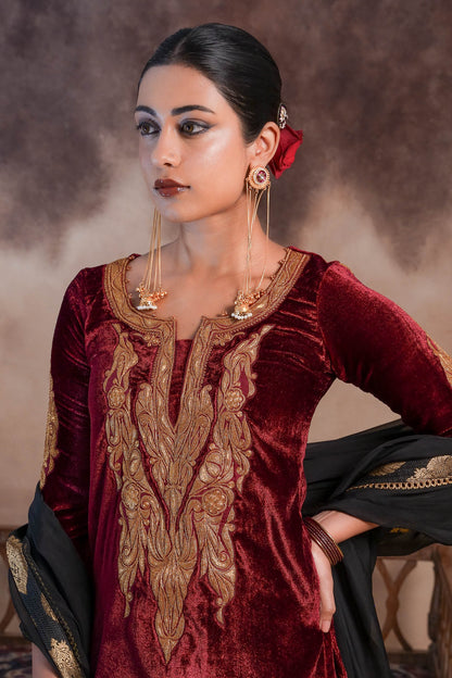 Rosella - Maroon Sharara Set