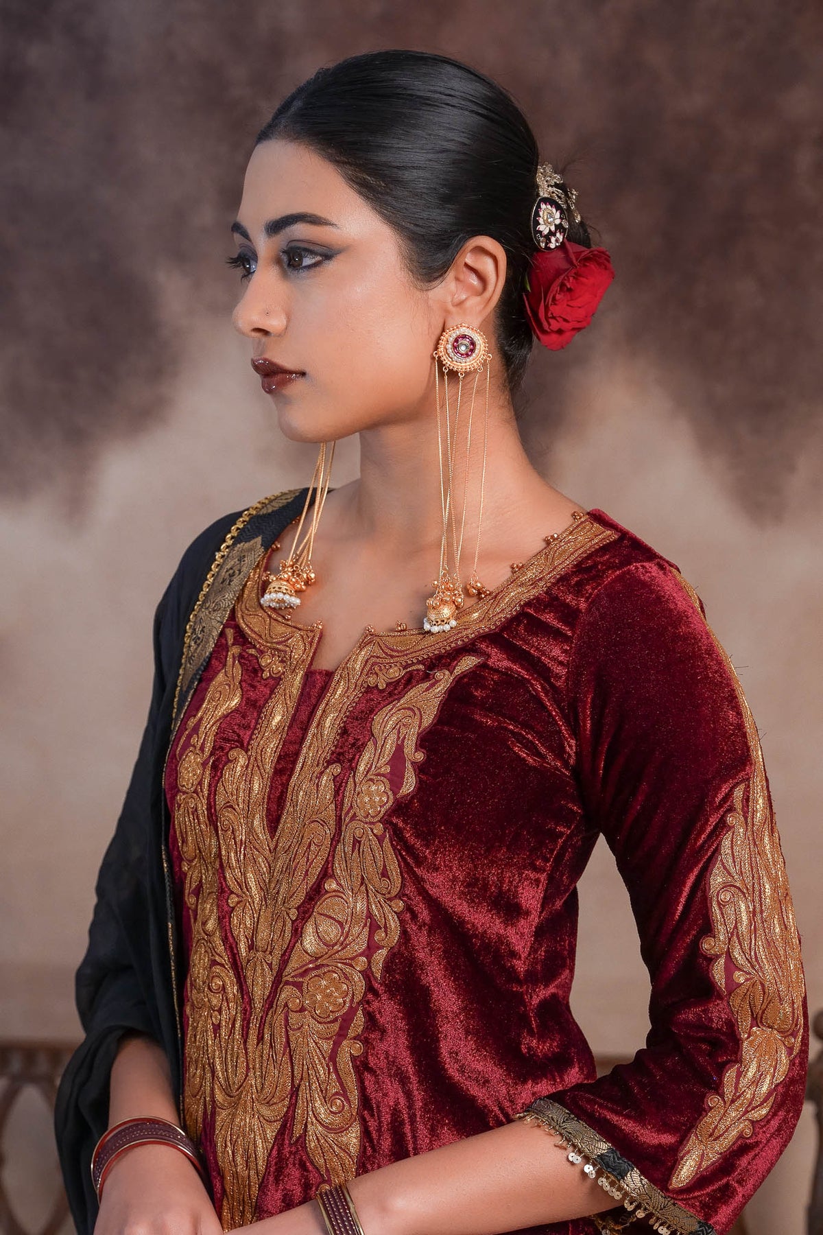 Rosella - Maroon Sharara Set