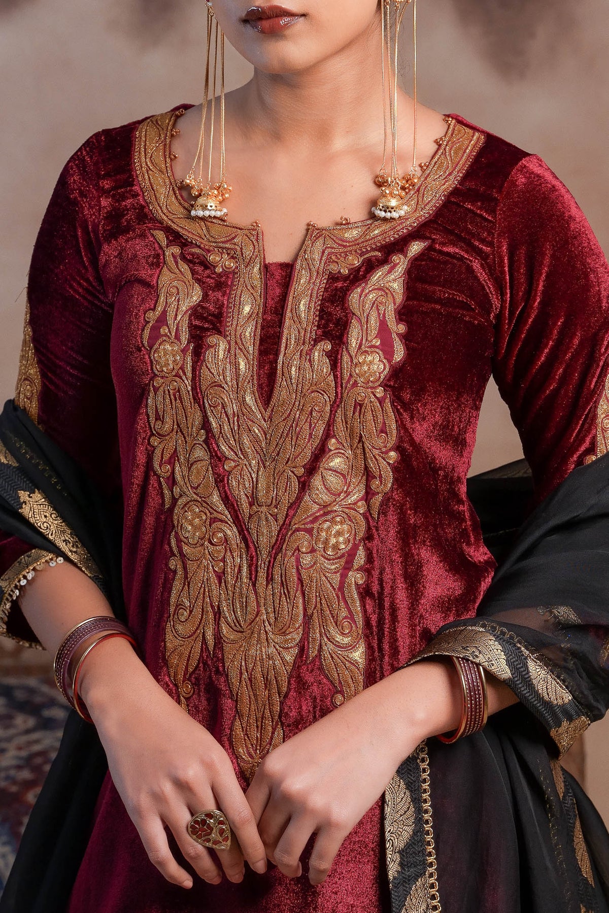 Rosella - Maroon Sharara Set