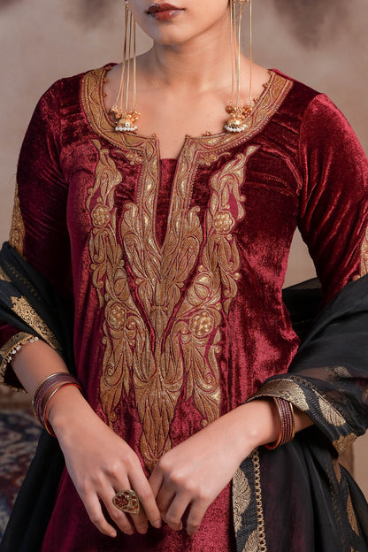 Rosella - Maroon Sharara Set