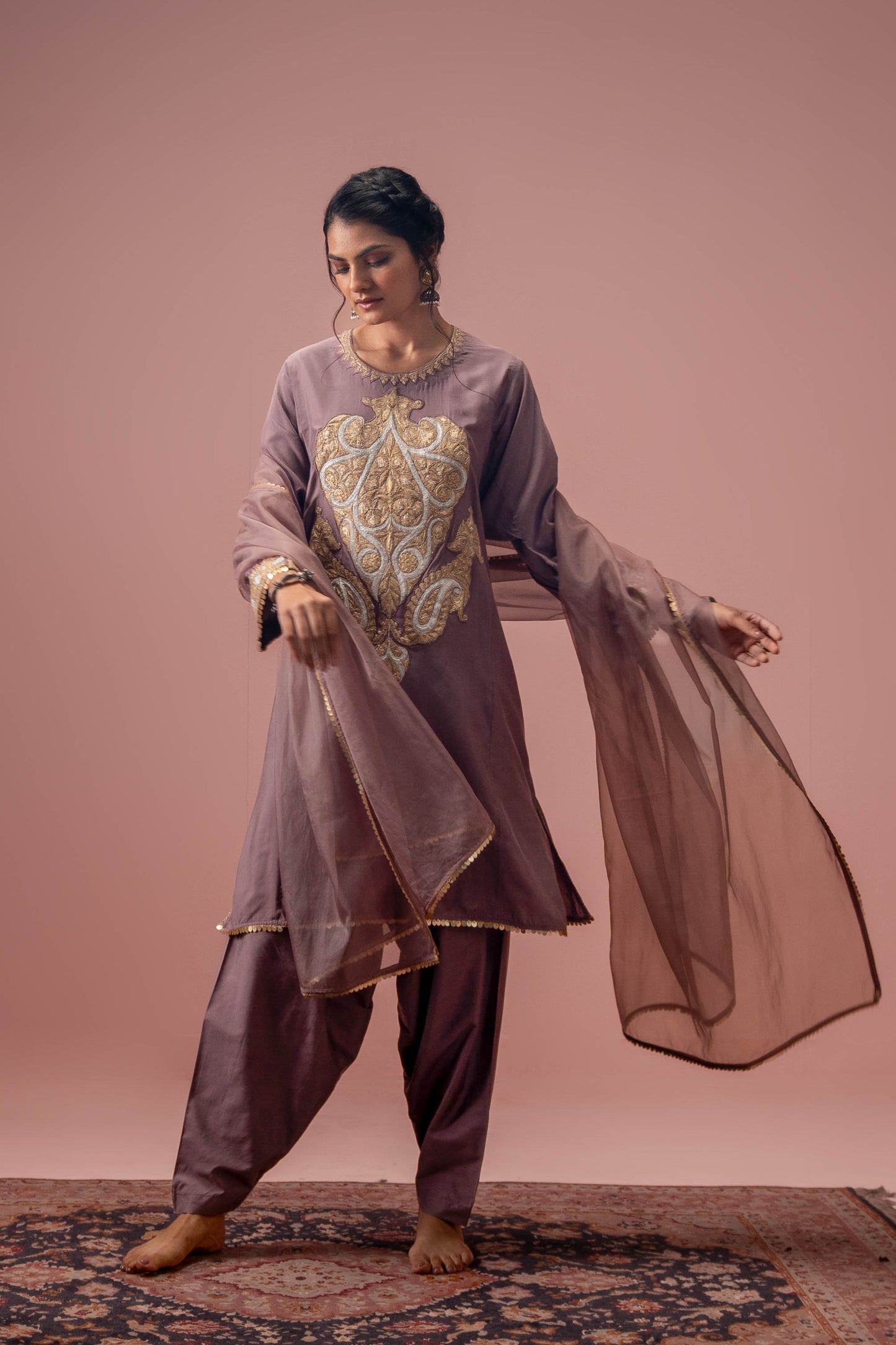 Moonlit Amethyst - Mauve Pheran Set