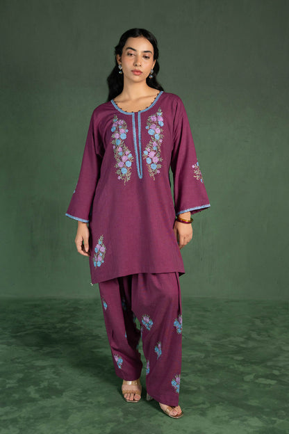 Verbena - Deep Plum Pheran & Farshi Salwar Set