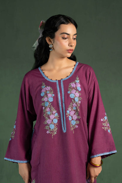 Verbena - Deep Plum Pheran & Farshi Salwar Set