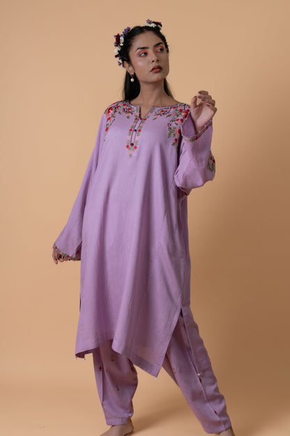 Soft Reverie - Lilac Pheran Set