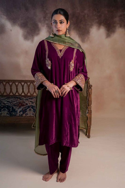Turaco - Purple Pheran Set