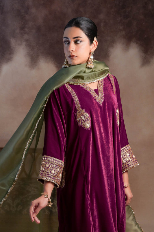 Turaco - Deep Purple Pheran Set