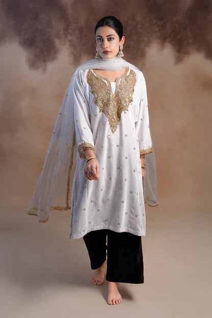 Albatross - White and Brown Pheran Set
