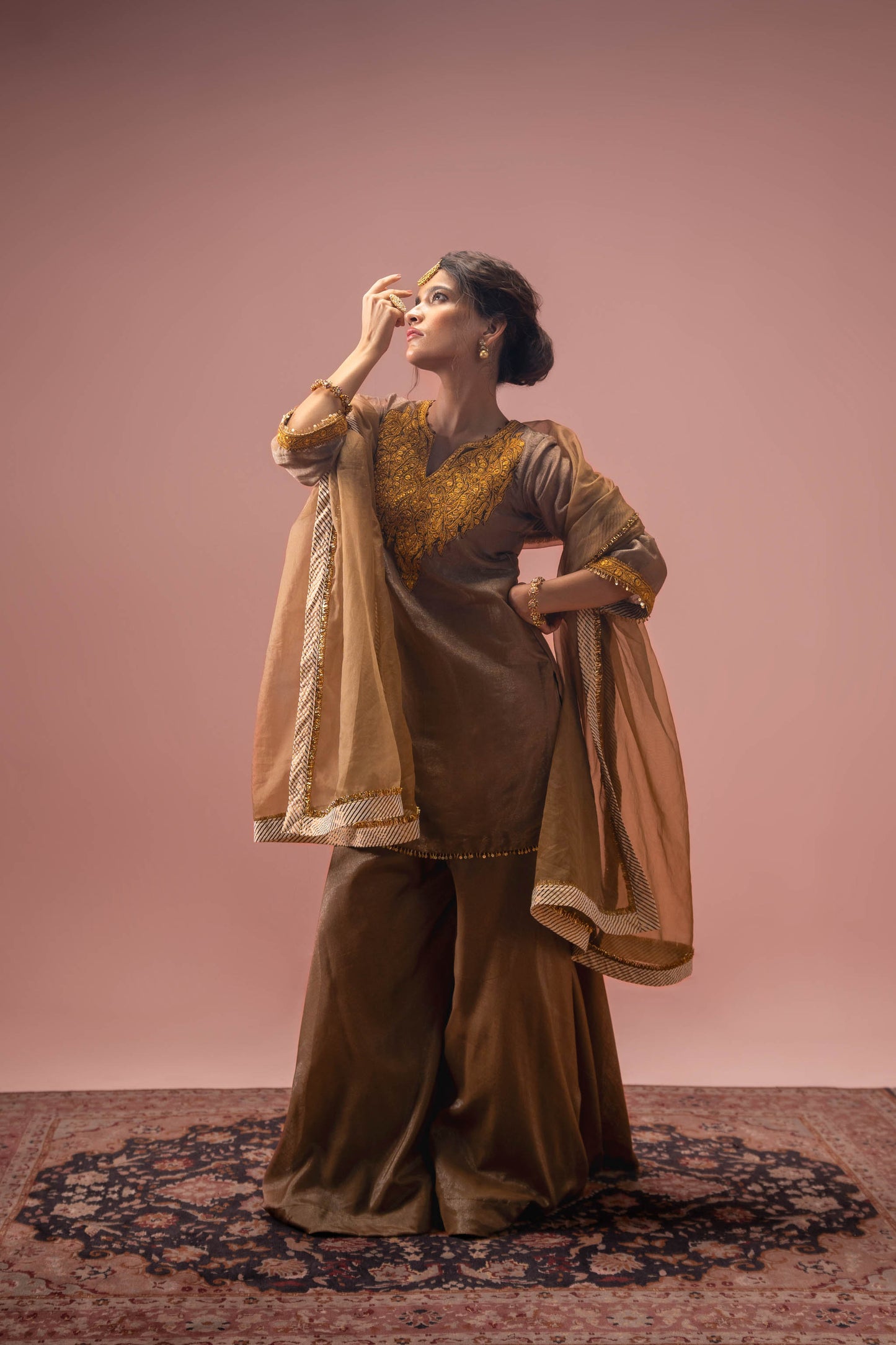 Hazel Radiance - Brown Sharara Set