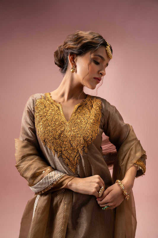 Hazel Radiance - Brown Sharara Set
