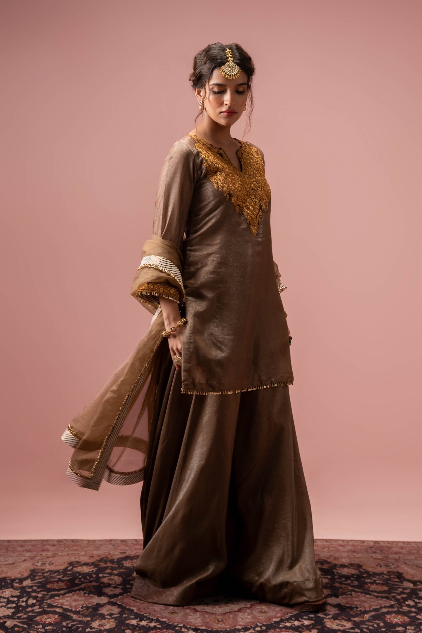 Hazel Radiance - Brown Sharara Set