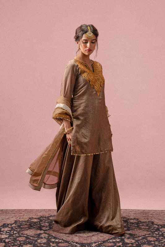 Hazel Radiance - Brown Sharara Set